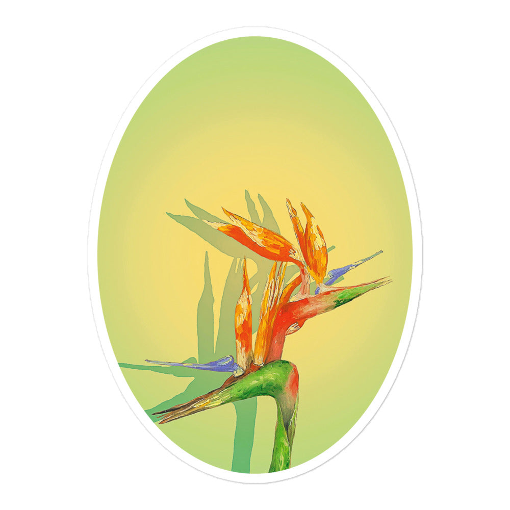 Bird of paradise green sticker